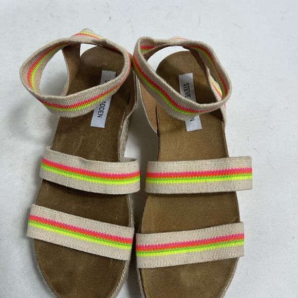 Steve Madden platform espadrilles ankle bright multi color strap sandals… - Picture 10 of 13